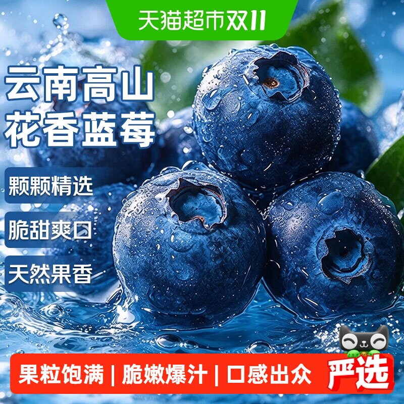 云南高山蓝莓应当季新鲜水果特大果礼盒整箱京运达怡佳颗沃