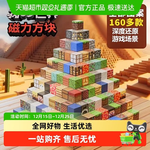 积木世界磁力方块积木24颗