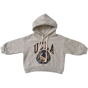 自制 UCLA连帽薄绒休闲舒适卫衣 洋气印花 男孩女孩中性童装冬款