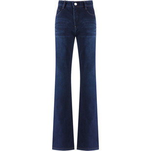 捷纯加绒加厚微喇裤女高腰八面弹力中年妈妈款冬季保暖女士牛仔裤