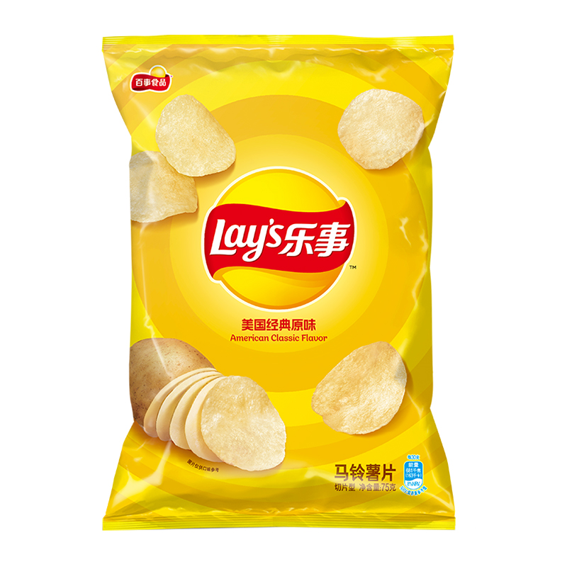 Lay’s/乐事薯片美国经典原味75g×1袋零食小吃休闲食品明星同款