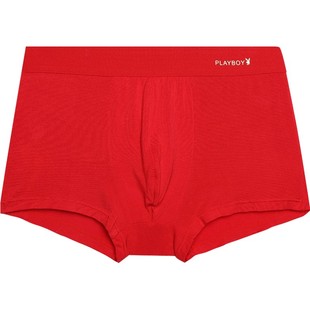 花花公子本命年男士内裤男生平角纯棉大红色属龙结婚礼物四角短裤