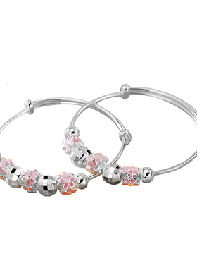 时尚风儿童小孩满月纯银手镯