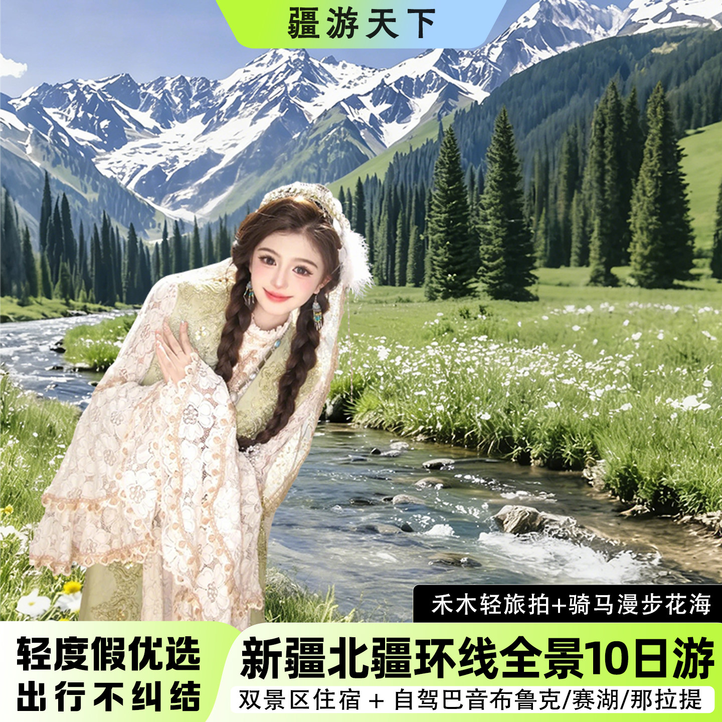 【懒人友好款】新疆旅游北疆环线跟团喀纳斯禾木住宿赛湖旅行10日