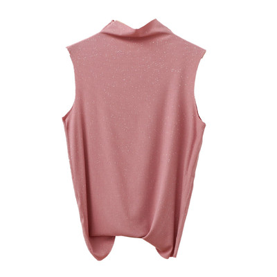 夏季外穿薄款莫代尔背心女无袖内搭T恤半高领亮片打底衫显瘦上衣