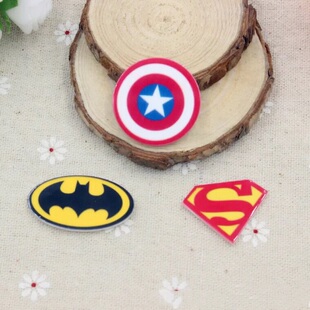 美国队长 超人 蝙蝠侠亚克力卡通树脂贴片 DIY发饰 胸针装饰配件