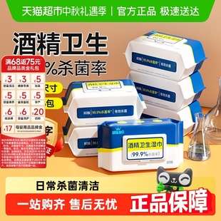 丽佳宝贝酒精卫生湿巾学生学校家用杀菌清洁囤货大号带盖湿纸巾