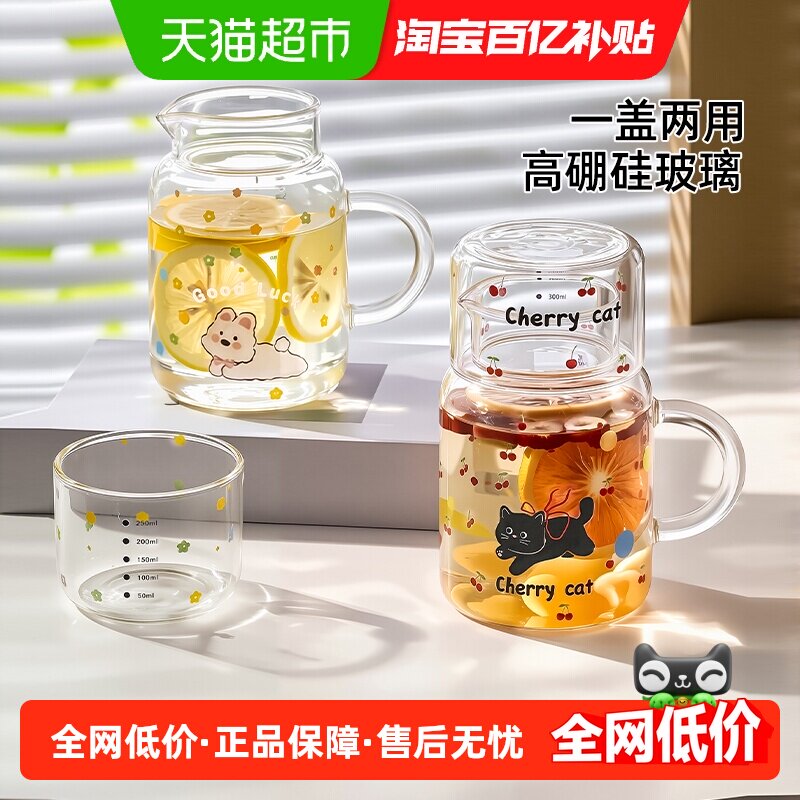 欣美雅一人饮冷水壶高硼硅玻璃耐高温大容量杯子家用办公室凉水杯
