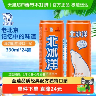 北冰洋桔汁汽水易拉罐碳酸饮料330ml*24罐果汁饮品中华北京老字号