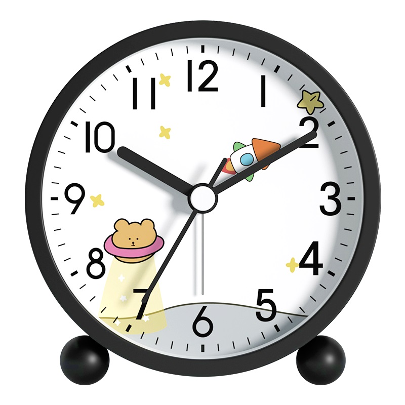 北极星简约小闹钟学生用北欧静音夜灯卡通电子儿童专用卧室床头钟