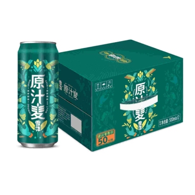 雪花啤酒 原汁麦8度 500ml12罐装