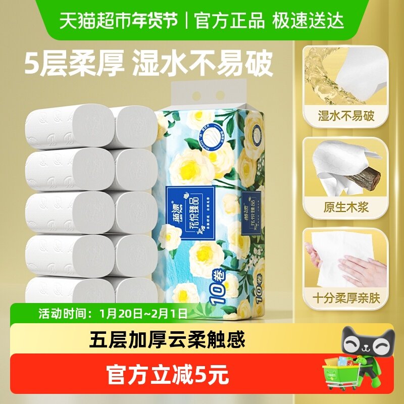蓝漂白色无芯卷纸5层100g*10卷4D压花纸巾亲肤厕纸卫生纸实惠,洗护清洁剂/卫生巾/纸/香薰,卷筒纸,淘宝优惠券,粉丝福利购,淘宝优惠卷