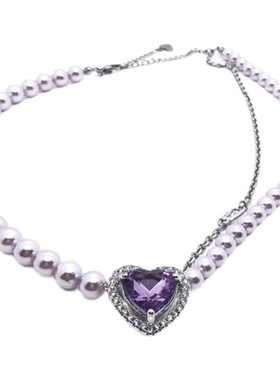 choker火箭少女风紫色爱心项链