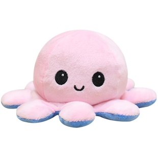 双面翻转公仔毛绒玩具可爱生气变脸可翻面小章鱼玩偶八爪鱼娃娃女