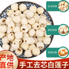 湘潭白莲子干货去芯农家湖南土特产级无硫磨皮新鲜无心粉糯白莲米