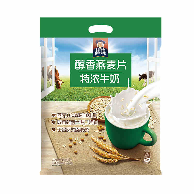 桂格即食冲饮醇香燕麦片540g*2袋特浓牛奶食品营养便携装30g*36包