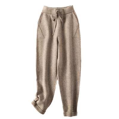 羊毛针织哈伦裤女秋冬高腰小脚厚