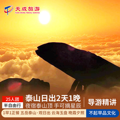 山东旅游泰山日出住山顶纯玩2天1晚半自由行 平安祈福游 济南出发