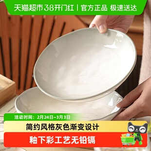 美康之家陶瓷盘子家用菜盘2025新款特别好看的釉下彩深汤鱼盘碟子