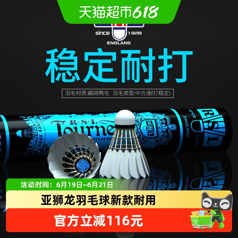 RSL亚狮龙羽毛球防风精选鹅毛专业训练比赛稳定耐打复合软木76#