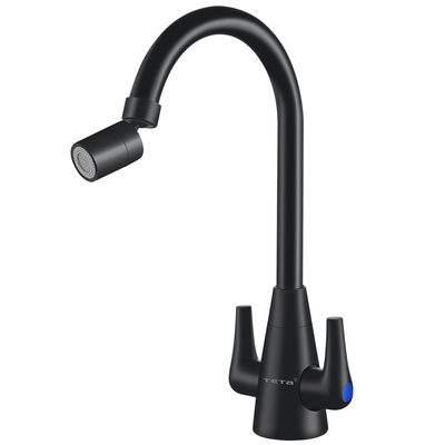 特塔全铜双把单孔旋转冷热水龙头