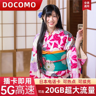 5G日本电话卡DOCOMO达摩卡流量上网卡东京北海道旅游手机卡SIM卡
