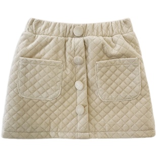 秋冬款儿童宝宝加绒一步裙女童时尚洋气百搭暗格立体加厚包臀短裙