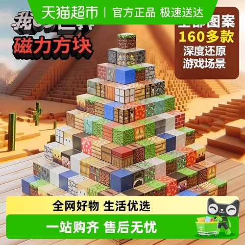 积木世界磁力方块积木24颗