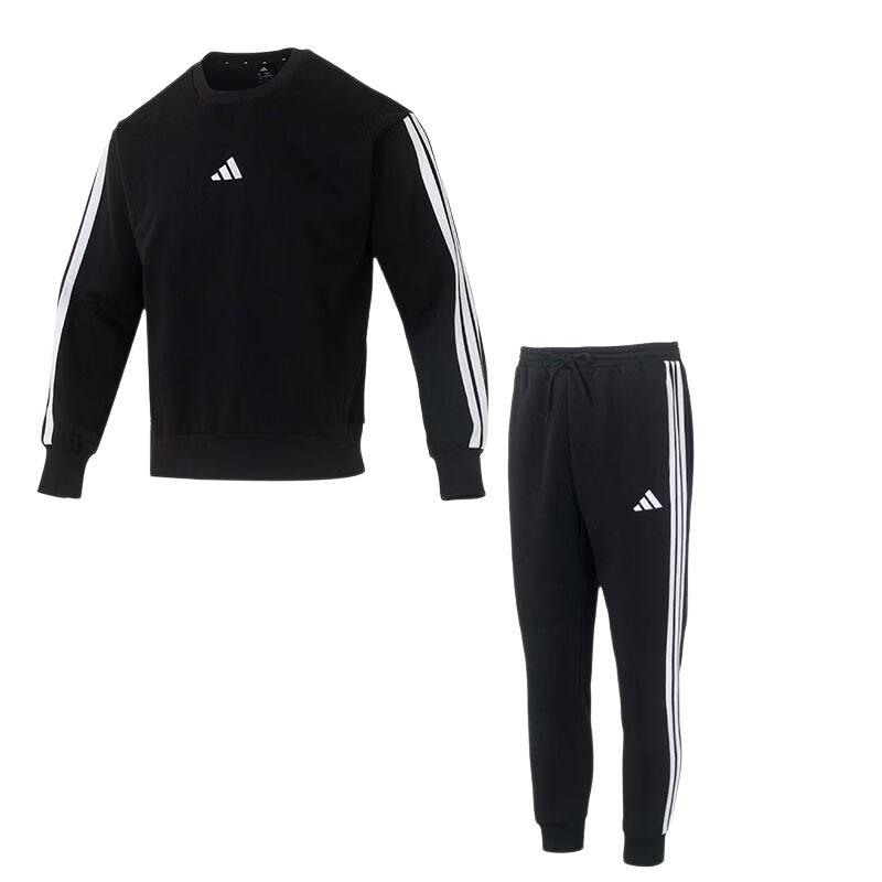 【自营】Adidas阿迪达斯套装男装圆领休闲卫衣套头衫束脚运动裤