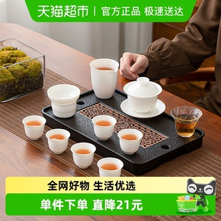 羊脂玉白瓷悬停盖碗功夫茶具茶盘套装 CERAMICS SUSHI 苏氏陶瓷