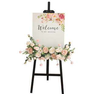 婚礼迎宾牌结婚订婚花艺商务指引指示牌花艺水牌花仿真绢花婚庆花