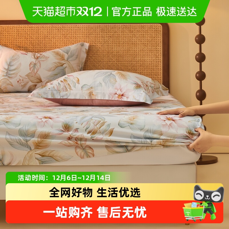 水星家纺全棉磨毛抗菌床笠