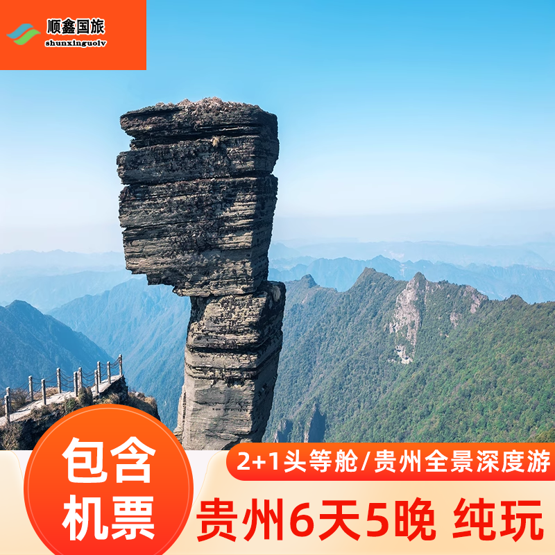 【包机票】贵州旅游6天5晚跟团游黄果树西江小七孔梵净山六日游