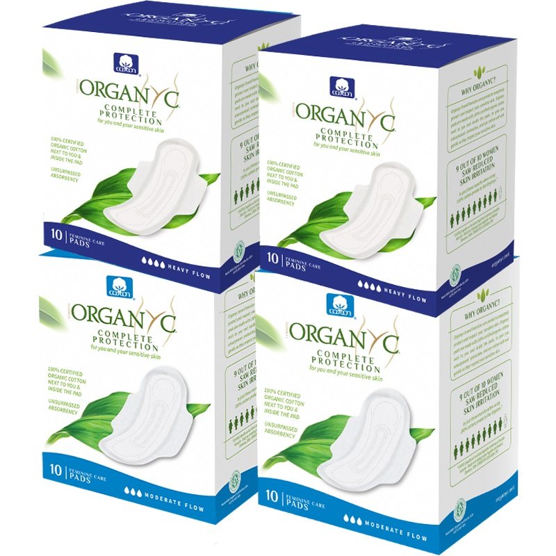 Organyc欧然尼敏感肌透气超薄卫生巾有机全纯棉芯2日2夜组合40片