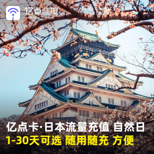 日本电话卡自然天流量包1 30天任选 亿点充值