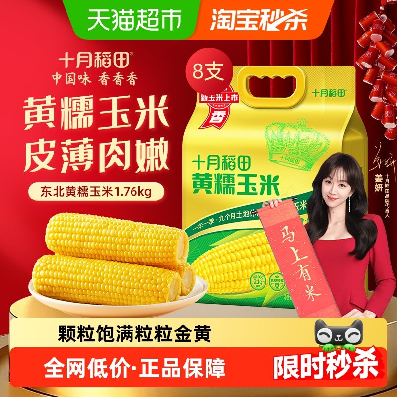 十月稻田黄糯玉米东北粘苞米杂粮粗粮低脂早餐可微波