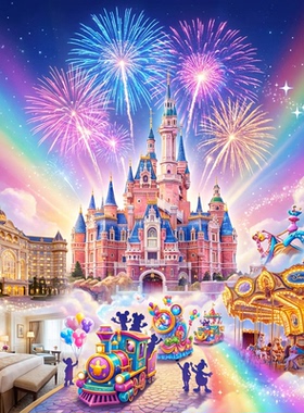 上海迪士尼一日门票+1晚鹿安花园酒店套餐住宿+双早+景区往返接送