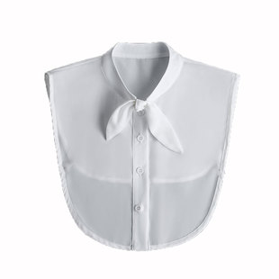 新款兔耳朵领假领子女百搭衬衫打底衣领蝴蝶结绑带装饰假领子女