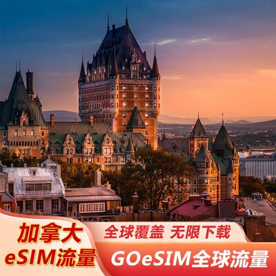 eSIM流量套餐 加拿大GOeSIM国际漫游无限流量二维码不换卡