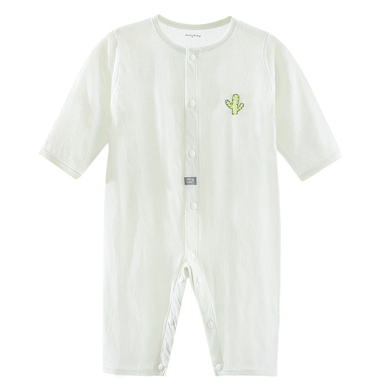 Aengbay婴儿连体衣春秋薄款睡衣空调服宝宝哈衣爬服新生的儿衣服