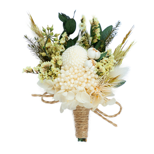 森系绿色户外婚礼伴郎胸花 新郎结婚襟花 伴娘真花永生花手腕花