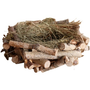 白桦木鸟窝干草玄关摆件招财装饰品幼儿园民宿家居花园造景小鸟巢