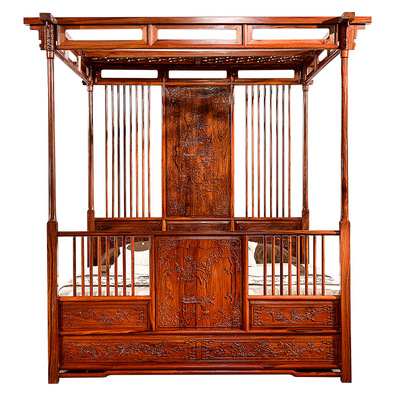 金鼎红木【明式架子床】缅甸酸枝花梨血檀架子床实木雕花卧室家具