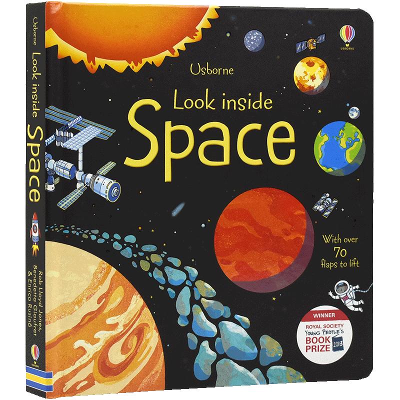 Usborne Look Inside Space尤斯伯恩看里面宇宙太空科普揭秘系列儿童早教英语启蒙翻翻书洞洞书立体 6-9岁英文原版进口