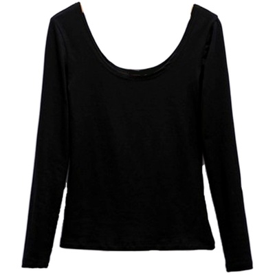 薄款加绒大领口保暖内衣打底衫女