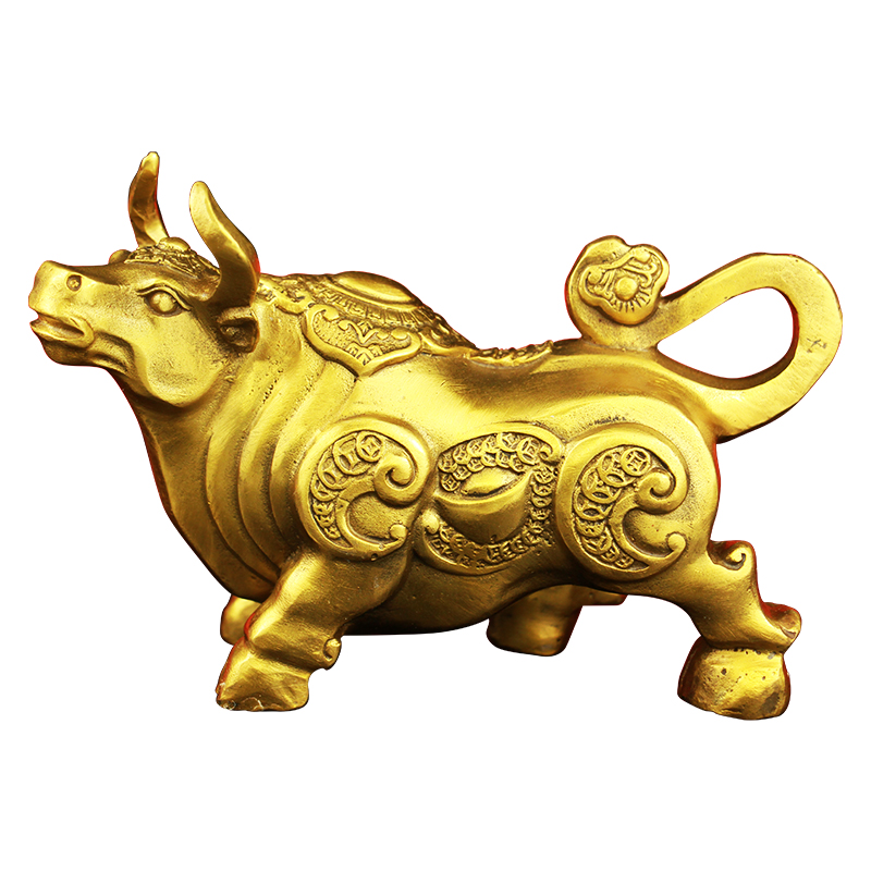 黄铜大号如意牛牛气冲天大摆件铜牛生肖牛华尔街牛福牛安宅工艺品