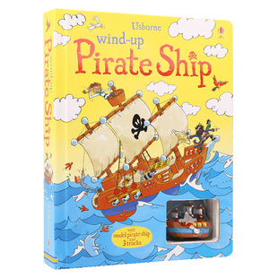 Usborne Wind-up Pirate Ship 尤斯伯恩 发条海盗船轨道书 益智玩具书 儿童纸板活动书 儿童课外读物 英文原版进口图书