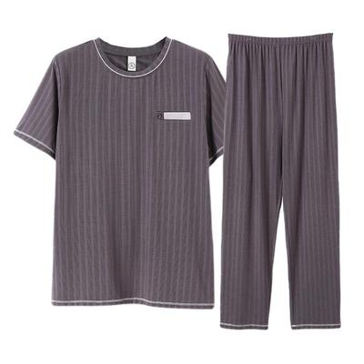 莫代尔棉绸半袖男式冰丝夏天睡衣