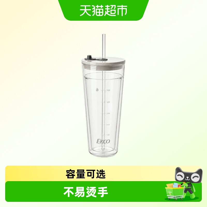 EKCO大容量高颜值玻璃吸管水杯图片