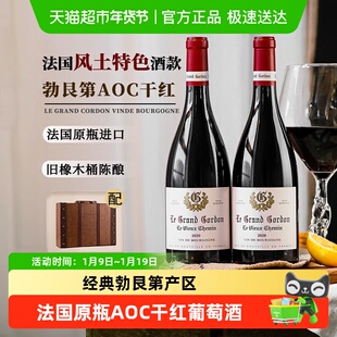 法国原瓶进口红酒勃艮第AOP黑皮诺13度干红葡萄酒微醺礼盒装